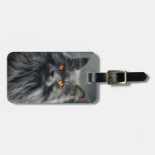 長毛威厳のある猫ポートレートデザイン ラゲッジタグ (正面横)