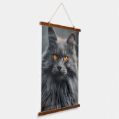 長毛威厳のある猫ポートレートデザイン 吊り下げ型タペストリー (傾斜あり)