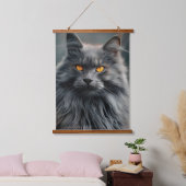 長毛威厳のある猫ポートレートデザイン 吊り下げ型タペストリー (寝室)
