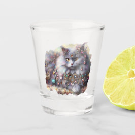 長毛灰色の猫ネコジュエリー宝石 ショットグラス