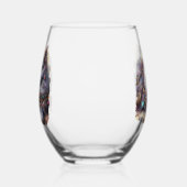 長毛灰色の猫ネコジュエリー宝石 ステムなしワイングラス (左)