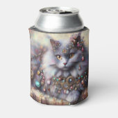 長毛灰色の猫ネコジュエリー宝石 缶クーラー (缶裏面)