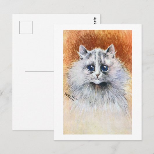 長毛白猫ルイ・ワイン ポストカード (正面/裏面)