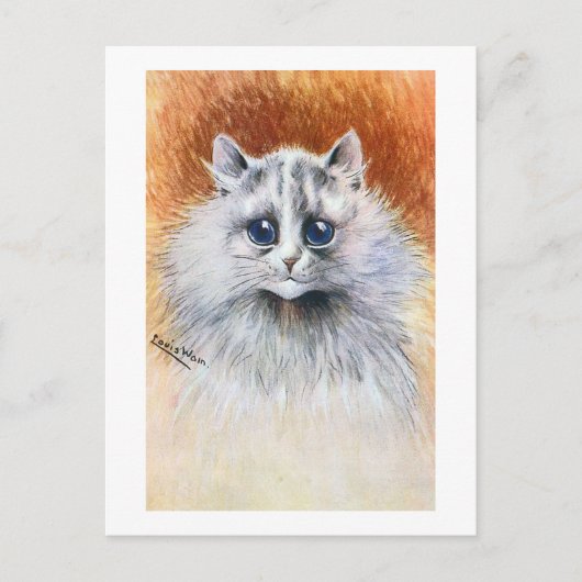 長毛白猫ルイ・ワイン ポストカード (正面)