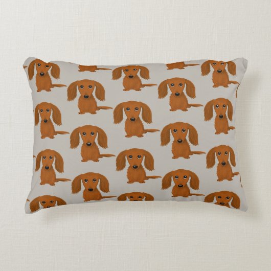 長毛赤ダシュント模様 アクセントクッション (正面)