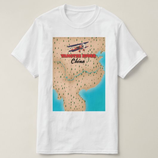 長江中国地図ポスター Tシャツ (デザイン正面)