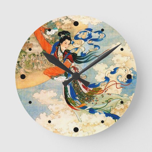 長江飛んでいる月 ラウンド壁時計 (正面)