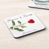 長独身のエレガント茎赤薔薇 コースター (左側)