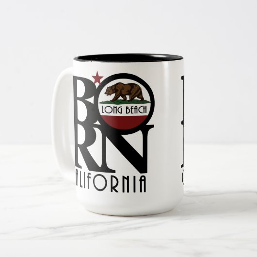 長生まれビーチCA 15oz 2トーンコーヒーマグ ツートーンマグカップ (正面左)