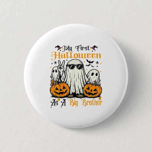 長男としての最初のハロウィン ゴーストパンプキン 缶バッジ (正面)