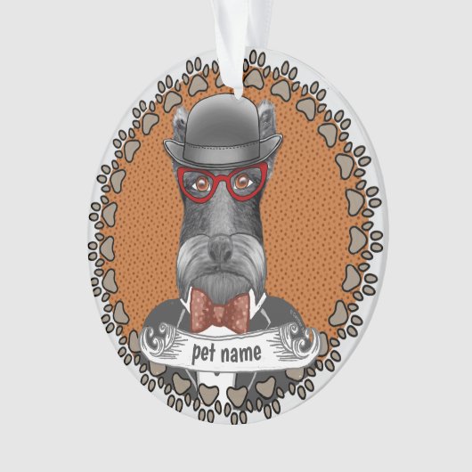 長老シュナウザーグラス オーナメント (正面)