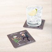 長老図解入りの、写真付きの夫婦踊り スクエアペーパーコースター (インサイチュ)