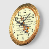 長者~(昆虫)オオカバマダラ、モナーク蝶~金色リングや輪~ ラージ壁時計 (傾斜)