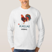 長袖のハワイのTシャツのカウアイ島の野生のオンドリ Tシャツ (正面)