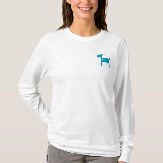 長袖の白いソムのTシャツ(フェミニンな切口) Tシャツ (正面)