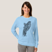 長袖のTシャツなびきによる蝶 Tシャツ (正面フル)