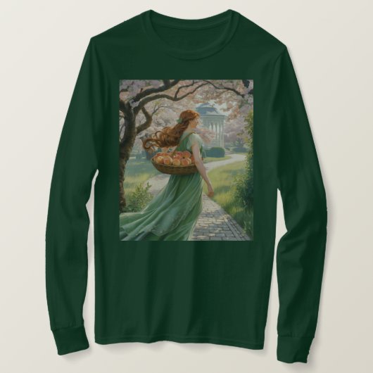 長袖グリーンプラントレディTシャツ Tシャツ (デザイン正面)