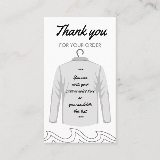 長袖ネックシャツの洗気に浄指示 名刺 (裏面)