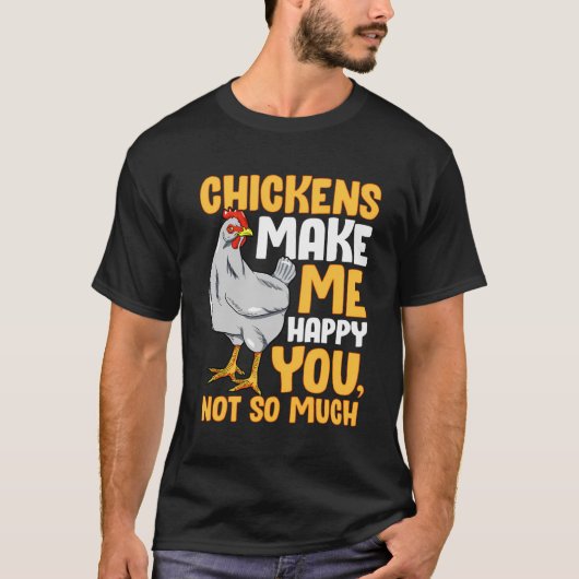 長袖鶏は幸せなTシャツのペット自身を作る Tシャツ (正面)