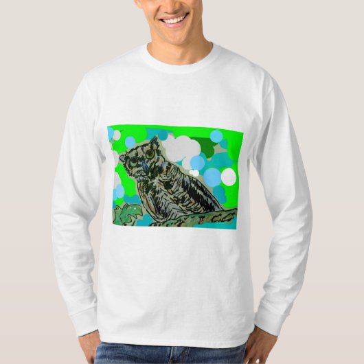 長袖Tシャツ – 角素晴らしフクロウ Tシャツ (正面)