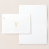 長角牛のスカルの金ゴールドホイルのブランクの挨拶状 箔カード (ディスプレー)