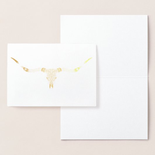 長角牛のスカルの金ゴールドホイルのブランクの挨拶状 箔カード (ディスプレー)