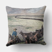 長角牛の牛はテキサス州からアビリンに、Kansa運転します クッション (裏面)