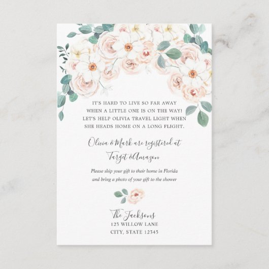 長距離のベビーシャワーの挿入物 エンクロージャーカード (正面)