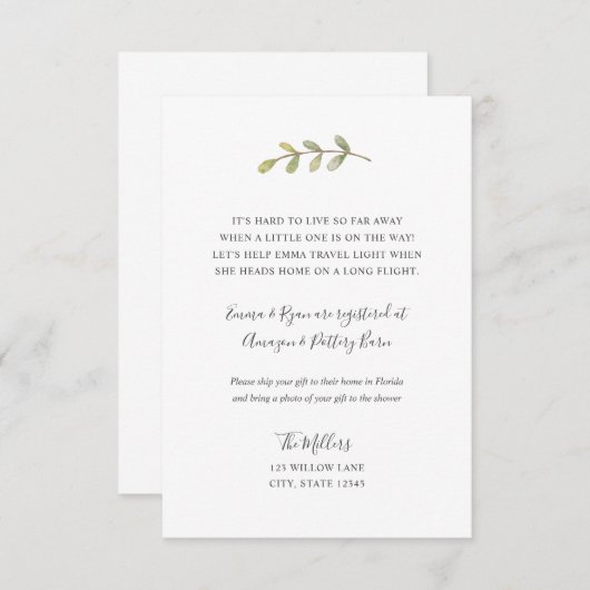 長距離のベビーシャワーの挿入物 エンクロージャーカード (正面/裏面)