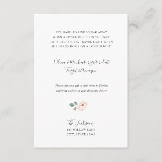 長距離のベビーシャワーの挿入物 エンクロージャーカード (正面)