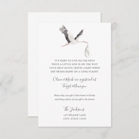 長距離のベビーシャワーの挿入物 エンクロージャーカード (正面/裏面)