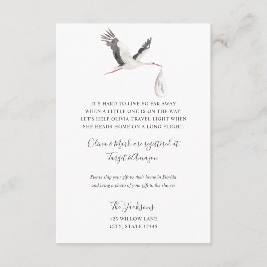 長距離のベビーシャワーの挿入物 エンクロージャーカード (正面)