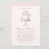長距離バーチャルベビーシャワーティアラケーキ 招待状 (正面/裏面)