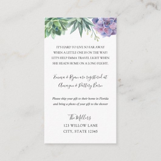 長距離ベビーシャワーの吸盤 エンクロージャーカード (正面)