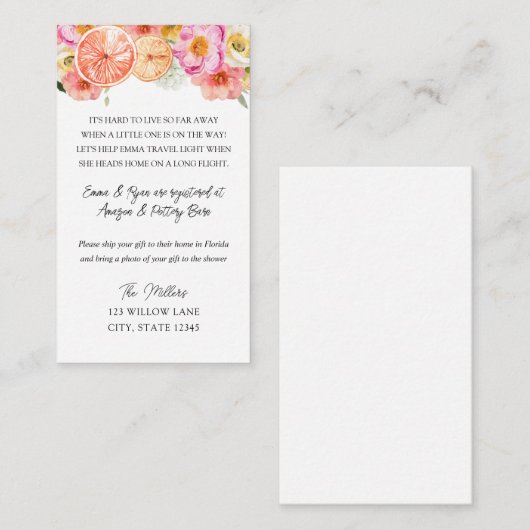 長距離ベビーシャワーインサート エンクロージャーカード (正面/裏面)