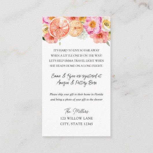 長距離ベビーシャワーインサート エンクロージャーカード (正面)