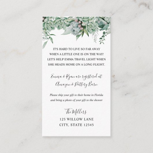 長距離ベビーシャワーインサート エンクロージャーカード (正面)