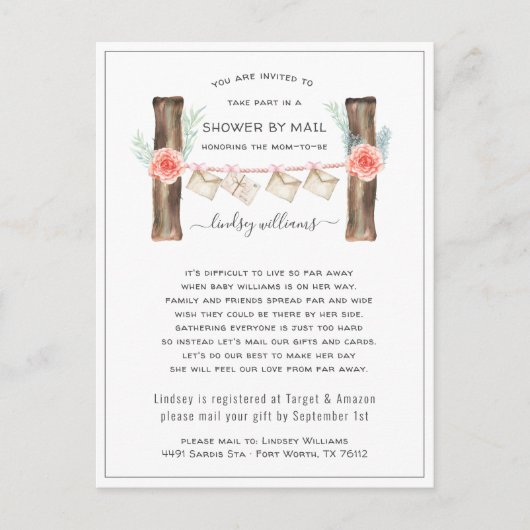 長距離ベビーシャワーバイメール招待状 ポストカード (正面)