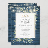 長距離素朴メールでカップルがシャワー 招待状 (正面/裏面)