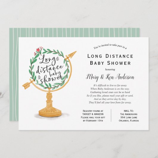 長距離赤ちゃんシャワー（郵便） 招待状 (正面/裏面)