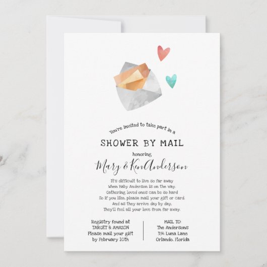 長距離赤ちゃんシャワー(郵便) 招待状 (正面)