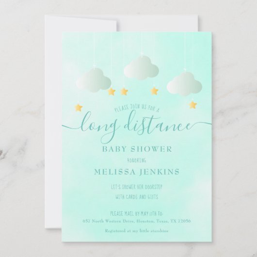 長距離赤ちゃんシャワーbyメールボーイニュートラル 招待状 (正面)
