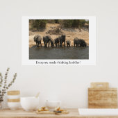 長辺川からゾウが飲む ポスター (キッチン)