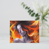 長髪の美しいマンガアニメ女性 ポストカード (スタンド正面)