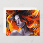 長髪の美しいマンガアニメ女性 ポストカード (正面/裏面)