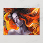 長髪の美しいマンガアニメ女性 ポストカード (正面)