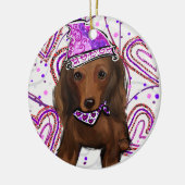 長髪の赤いドキシー セラミックオーナメント (左)