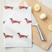 長髪ダシュント図形シルエット数々の キッチンタオル (四つ折り)