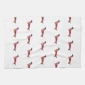 長髪ダシュント図形シルエット数々の キッチンタオル (横)