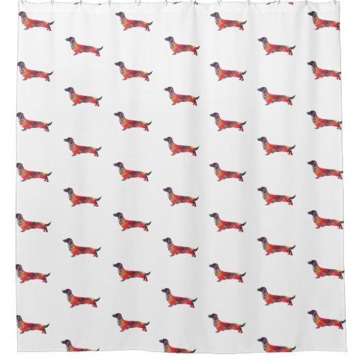 長髪ダシュント図形シルエット数々の シャワーカーテン (正面)